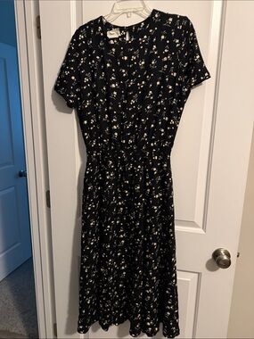 The Vermont Country Store Midi Dress Floral Cottagecore Prairie Style-size 12